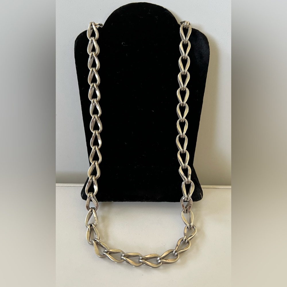 Unique Sterling Necklace Double Link Vintage Design Made in Mexico